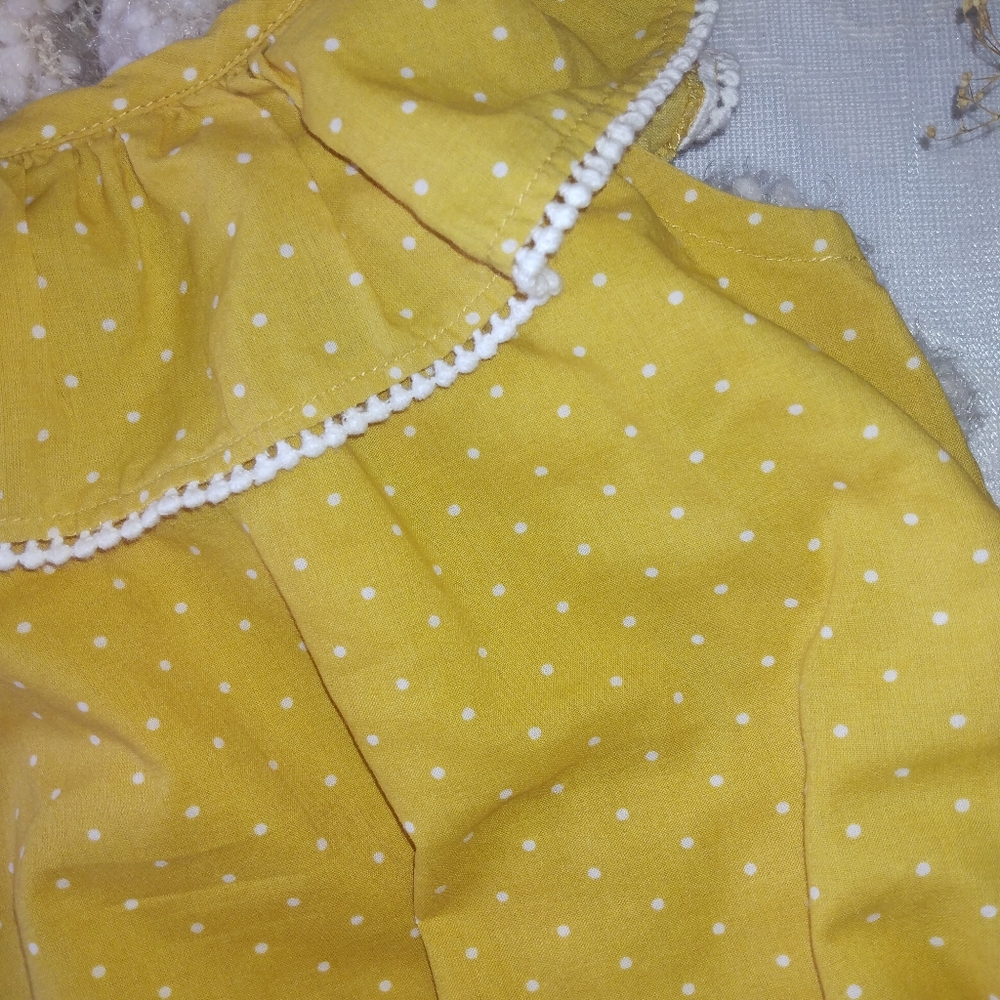 Dylan And Abby Yellow Polka Dot Baby Romper - Picture 5 of 6